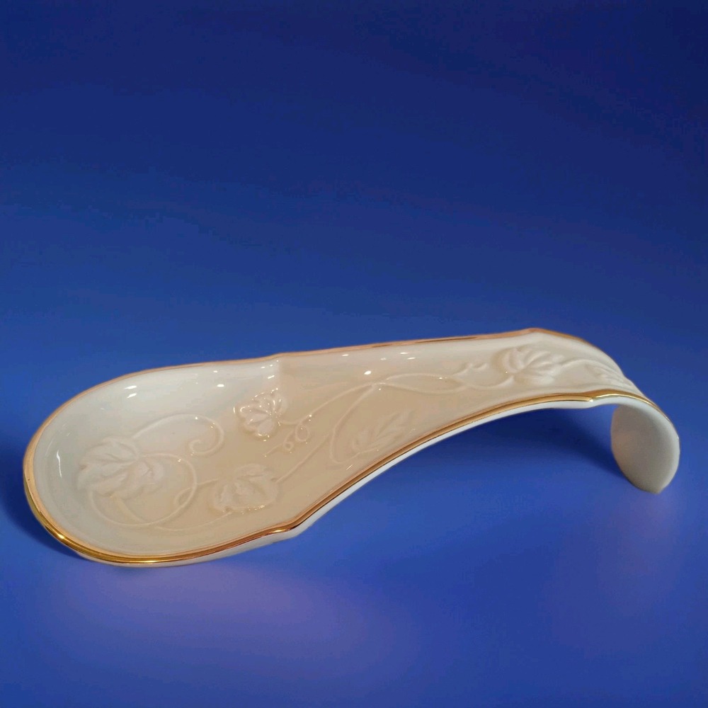 Lenox Ivy Cottage Spoon Rest 24K Gold Trim Grandmillenial Cottagecore Bridal VTG